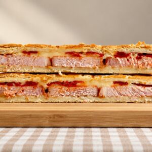 Empanada de lomo, queso y pimientos del piquillo